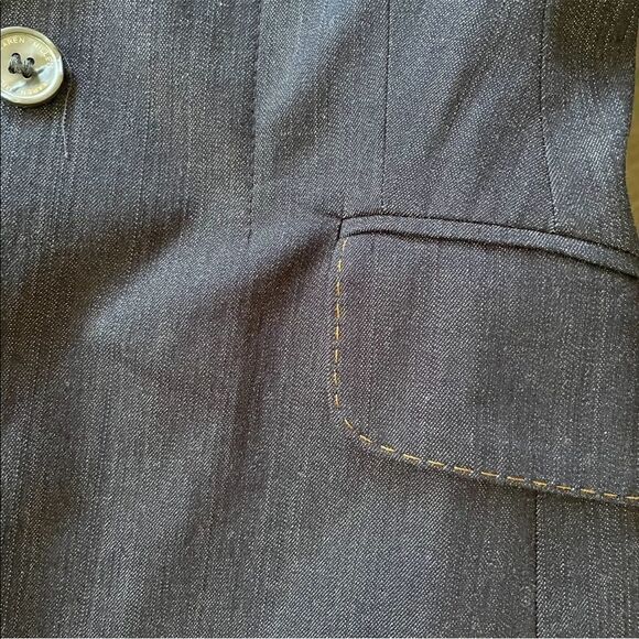 KAREN MILLEN Tailored Denim Cotton Blazer Vest Blue 4 - Picture 9 of 13